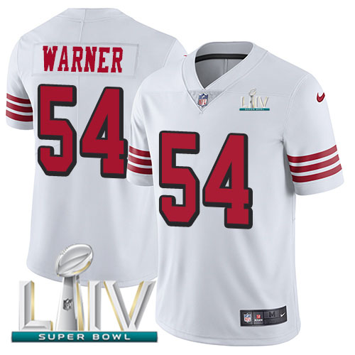 San Francisco 49ers Nike 54 Fred Warner White Super Bowl LIV 2020 Rush Men Stitched NFL Vapor Untouchable Limited Jersey